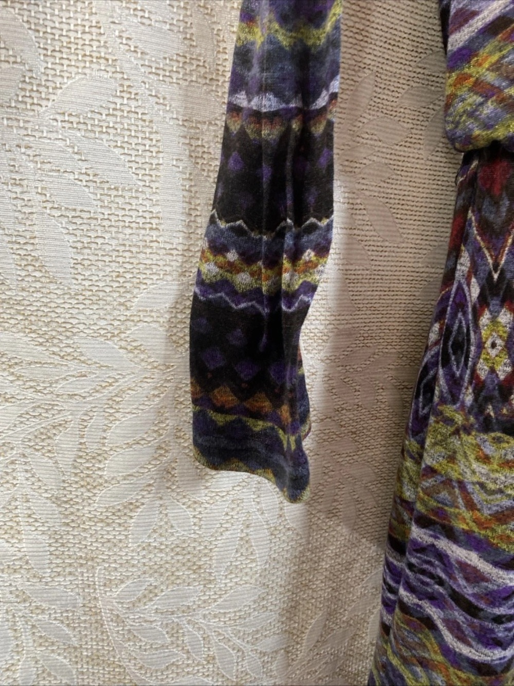 R&M Richards Olive, Purple and Black Patterned Long Sleeve Dress - Picture 4 of 9
